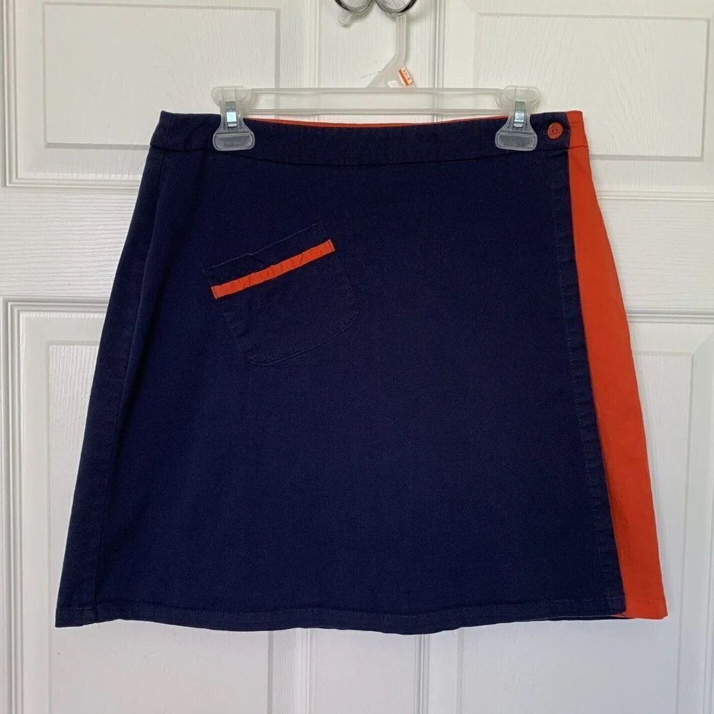 Lily’s of Beverly Hills Women’s Size 10 Wrap Skirt Navy Blue Orange Pockets Golf